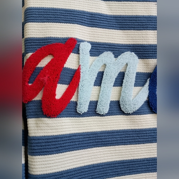 Pretty Little Patriot Blue and White Striped Short Puff Sleeve Tee_Med - Picture 3 of 8
